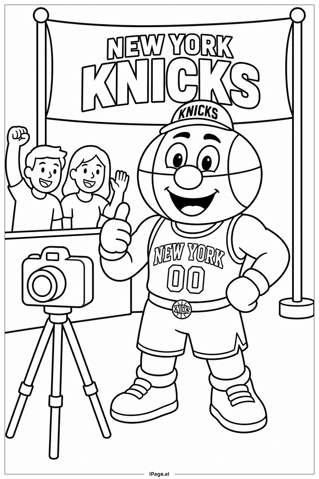  Página para colorir de Foto com o Mascote dos Knicks 