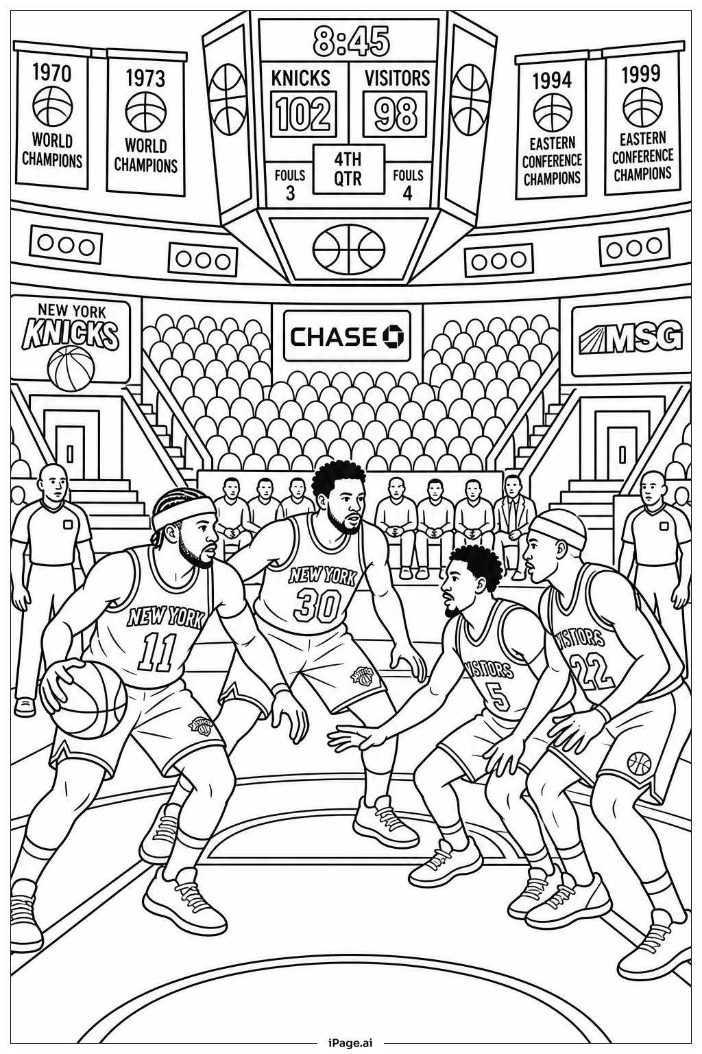  Página para colorir de Confronto das Equipes Rivais dos Knicks 