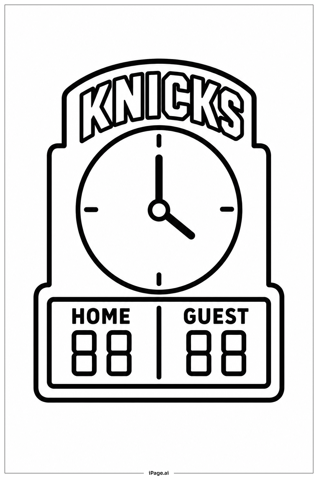 Página para colorir de Placar e Relógio dos Knicks