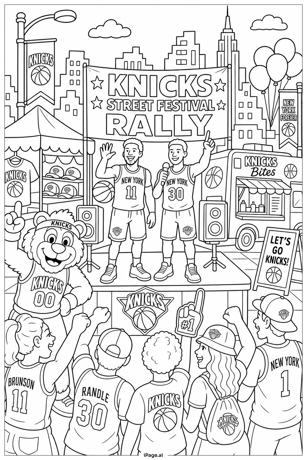  Trang tô màu Lễ Hội Đường Phố Knicks 