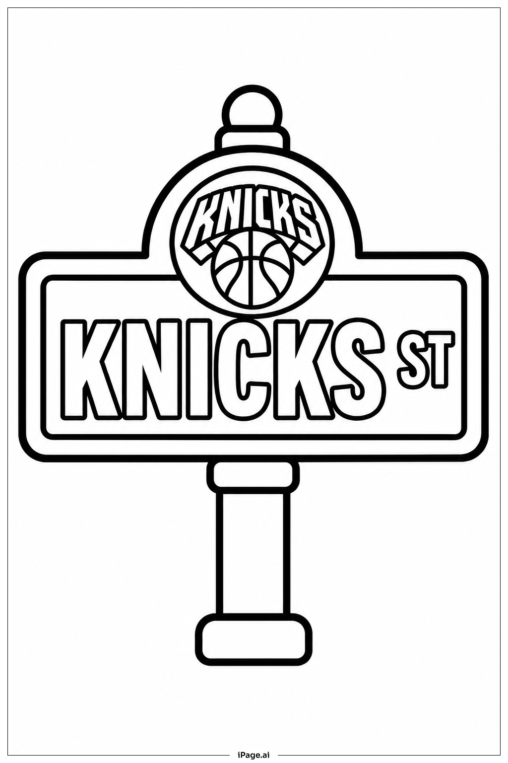 Page de coloriage Panneau de rue des Knicks