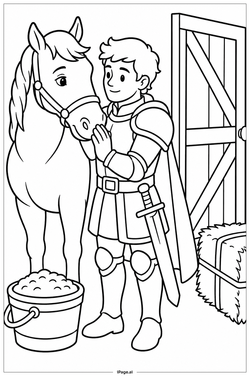  Knight And Stable Coloring Page 