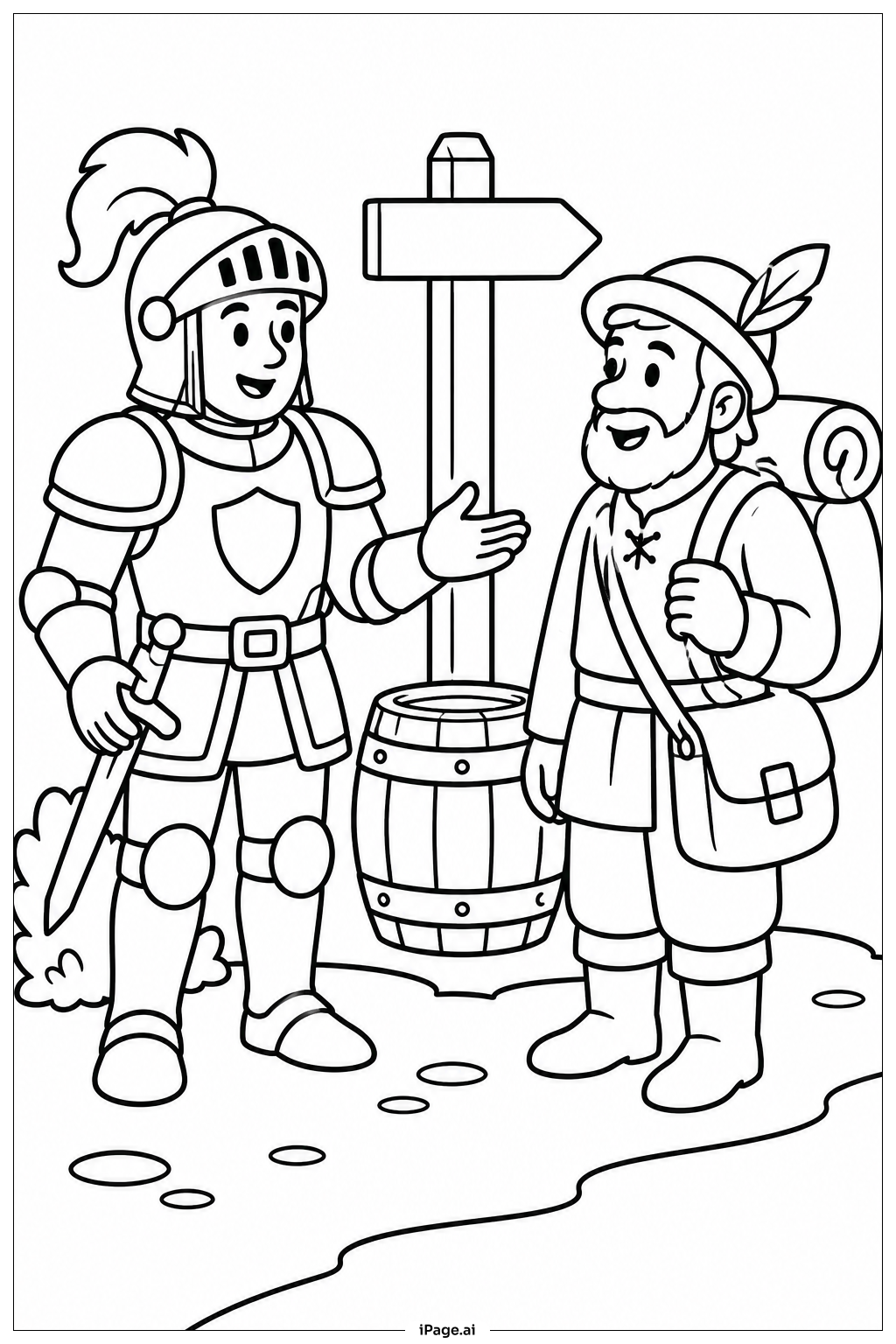 Ritter und Reisender Ausmalseite