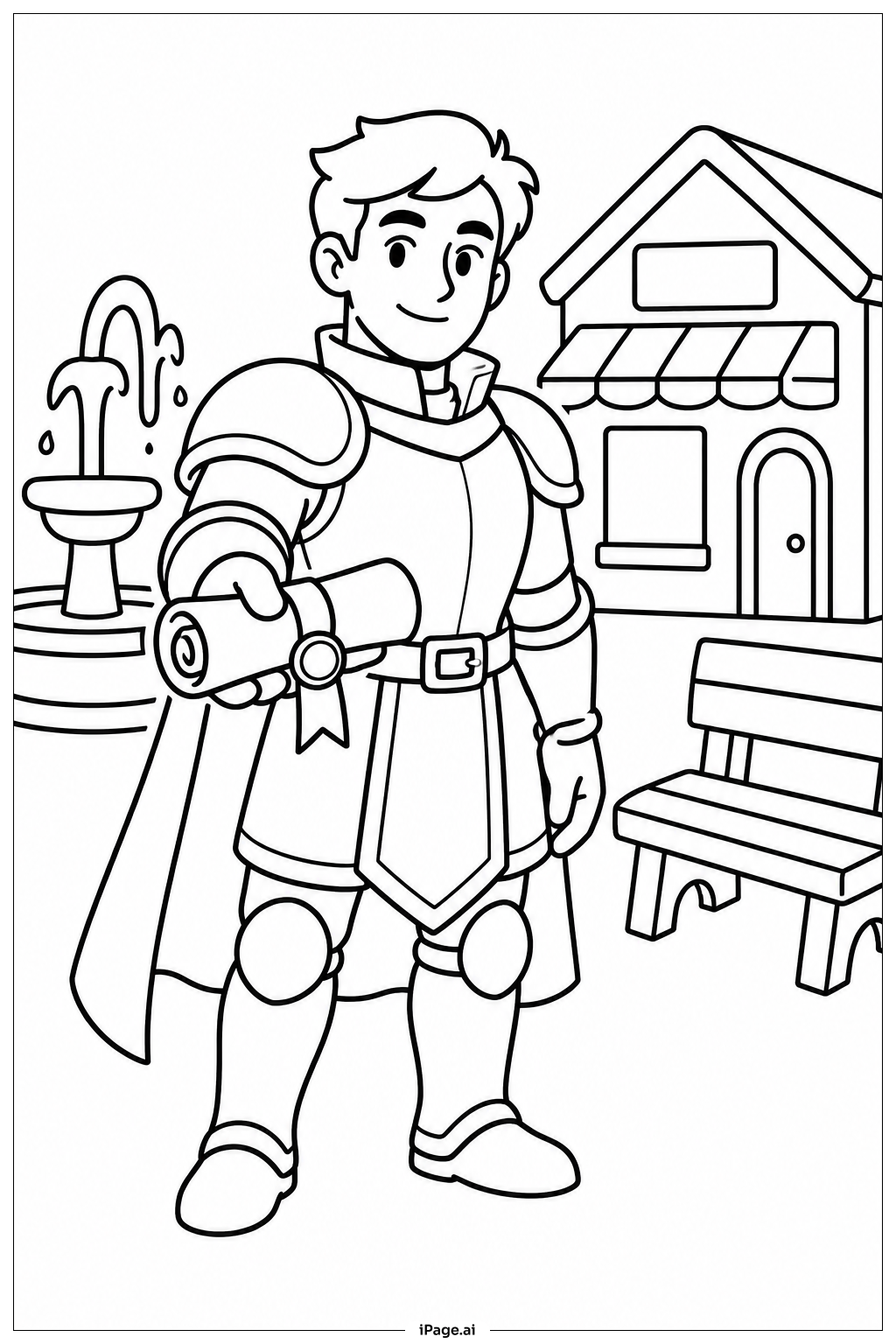 Knight Delivering Scroll Coloring Page