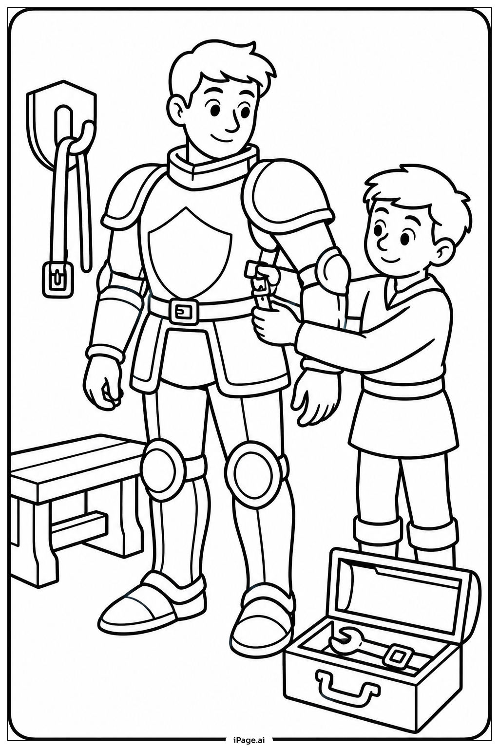  Knight Fixing Armor Coloring Page 