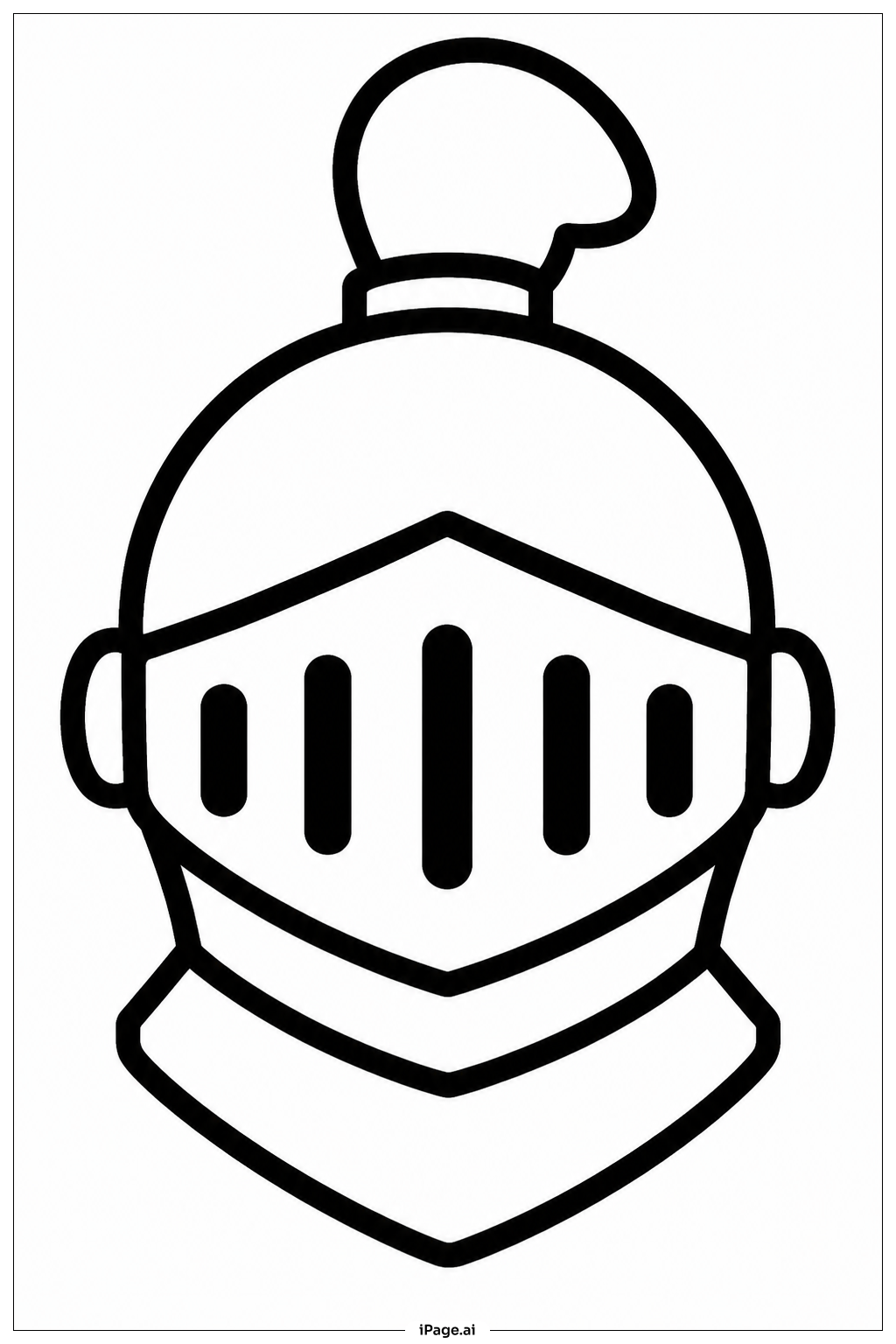 Page de coloriage Gros plan de casque de chevalier