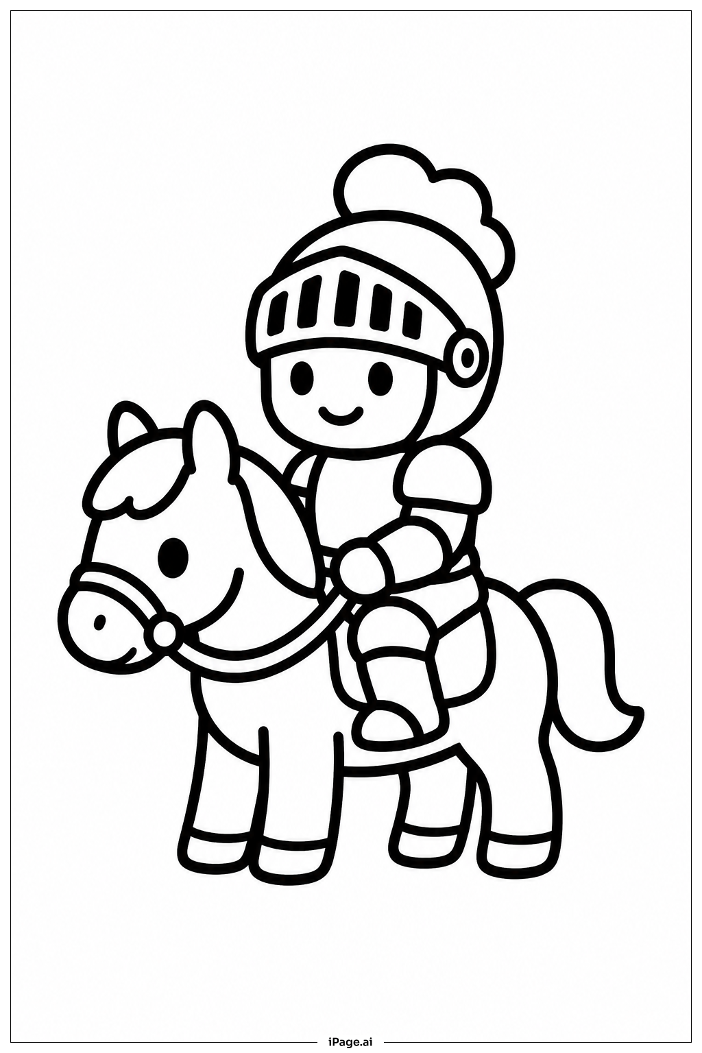 Page de coloriage Chevalier sur Poney