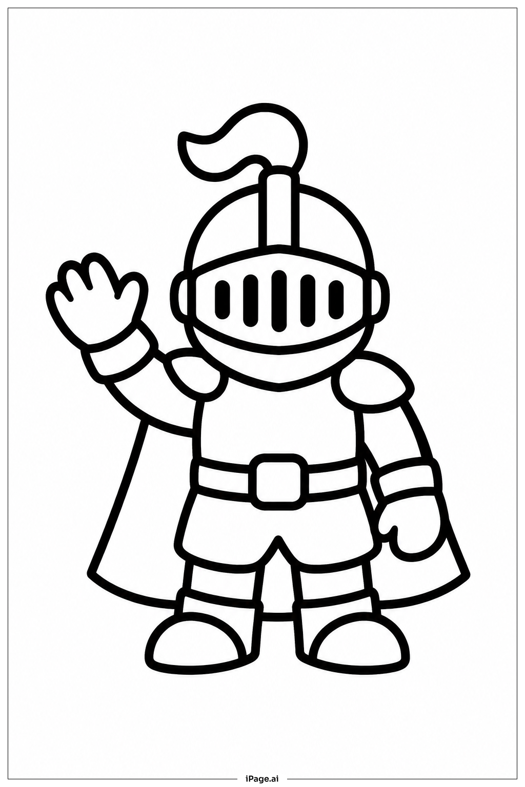 Page de coloriage Chevalier qui fait signe