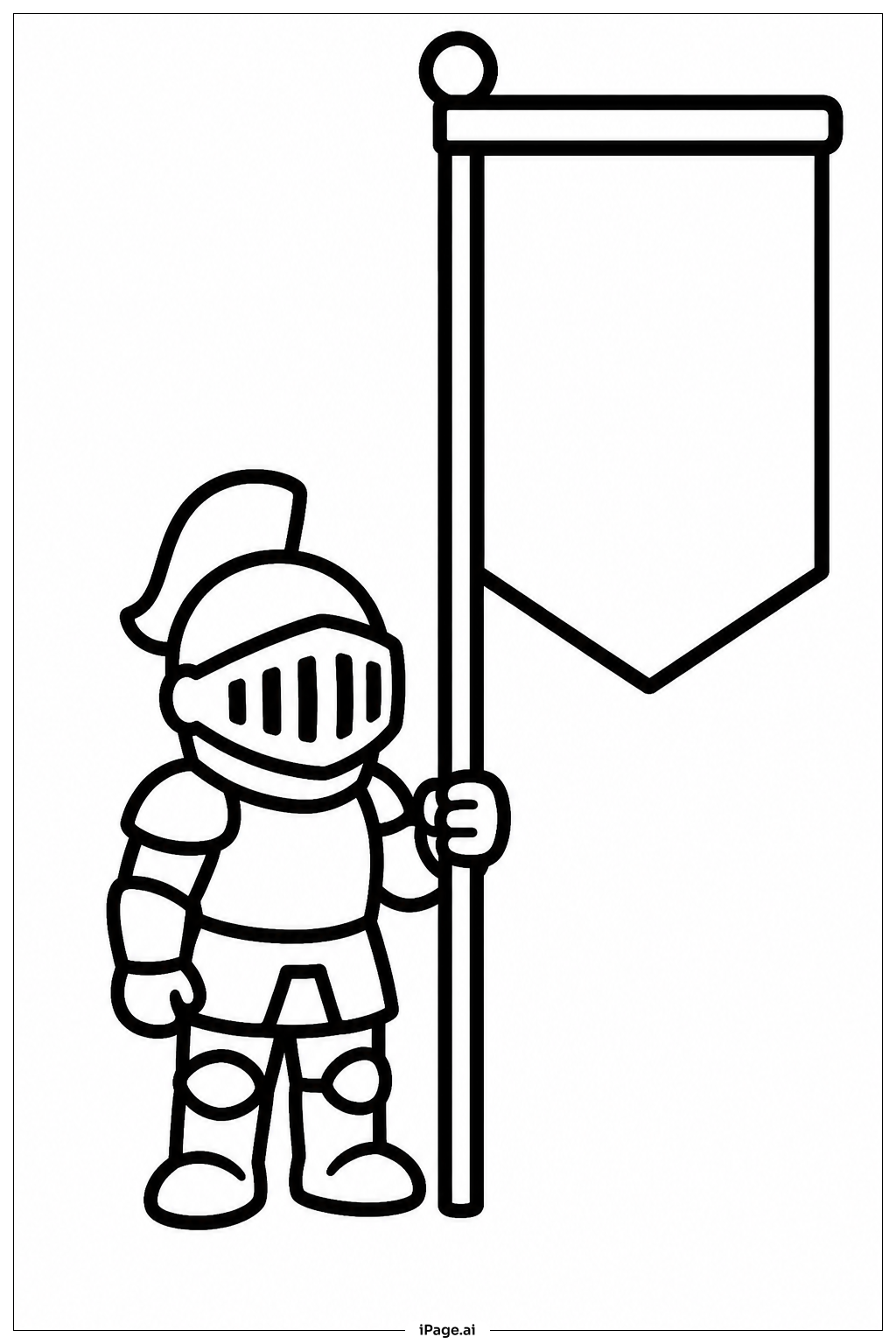 Page de coloriage Chevalier avec bannière