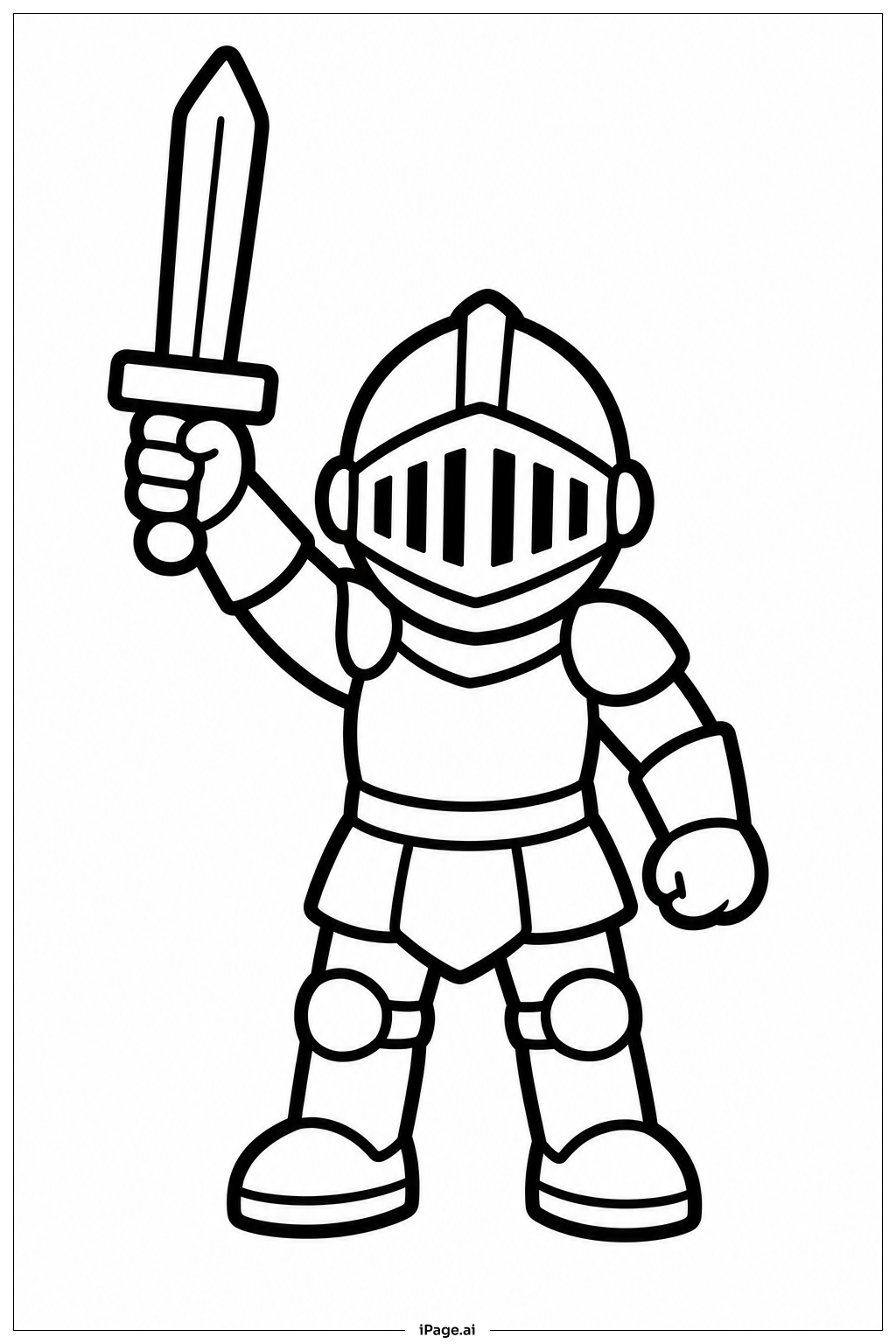 Chevalier avec épée levée