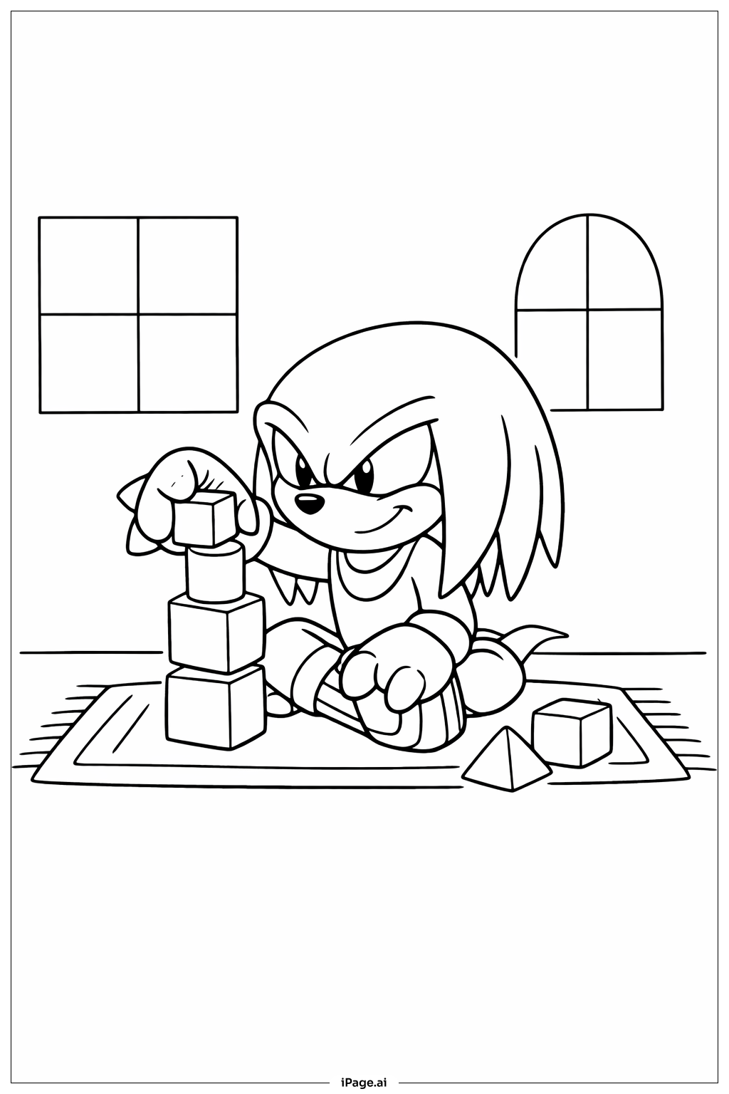 너클스 블록 쌓기 색칠공부 페이지