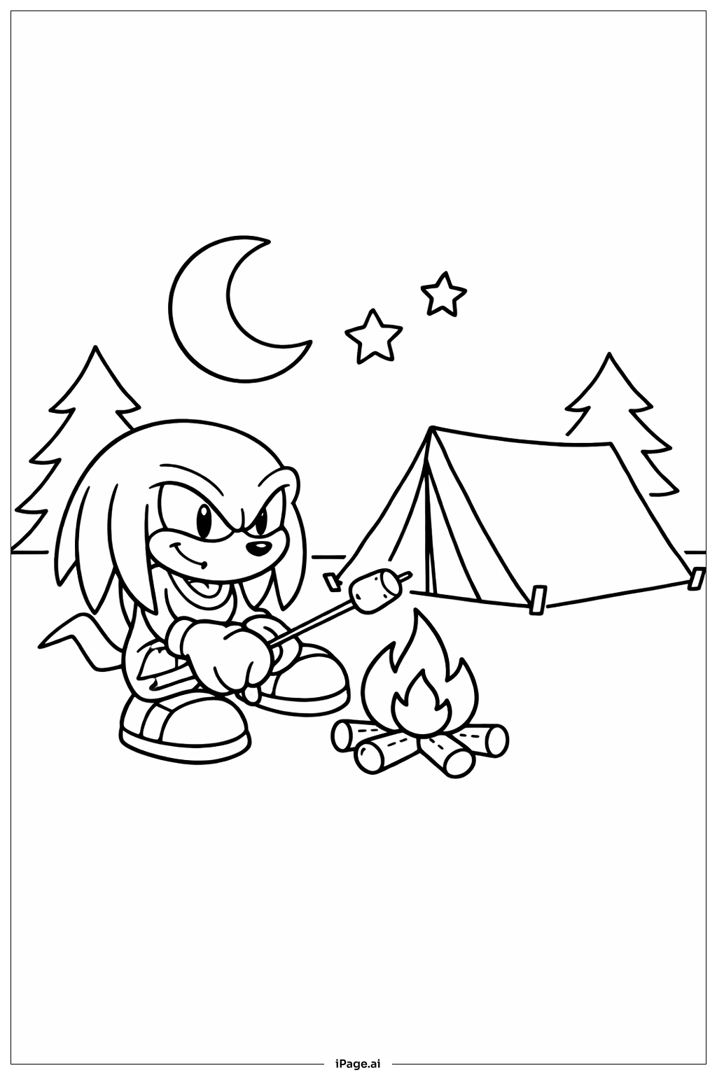 너클즈 캠핑의 밤 색칠공부 페이지