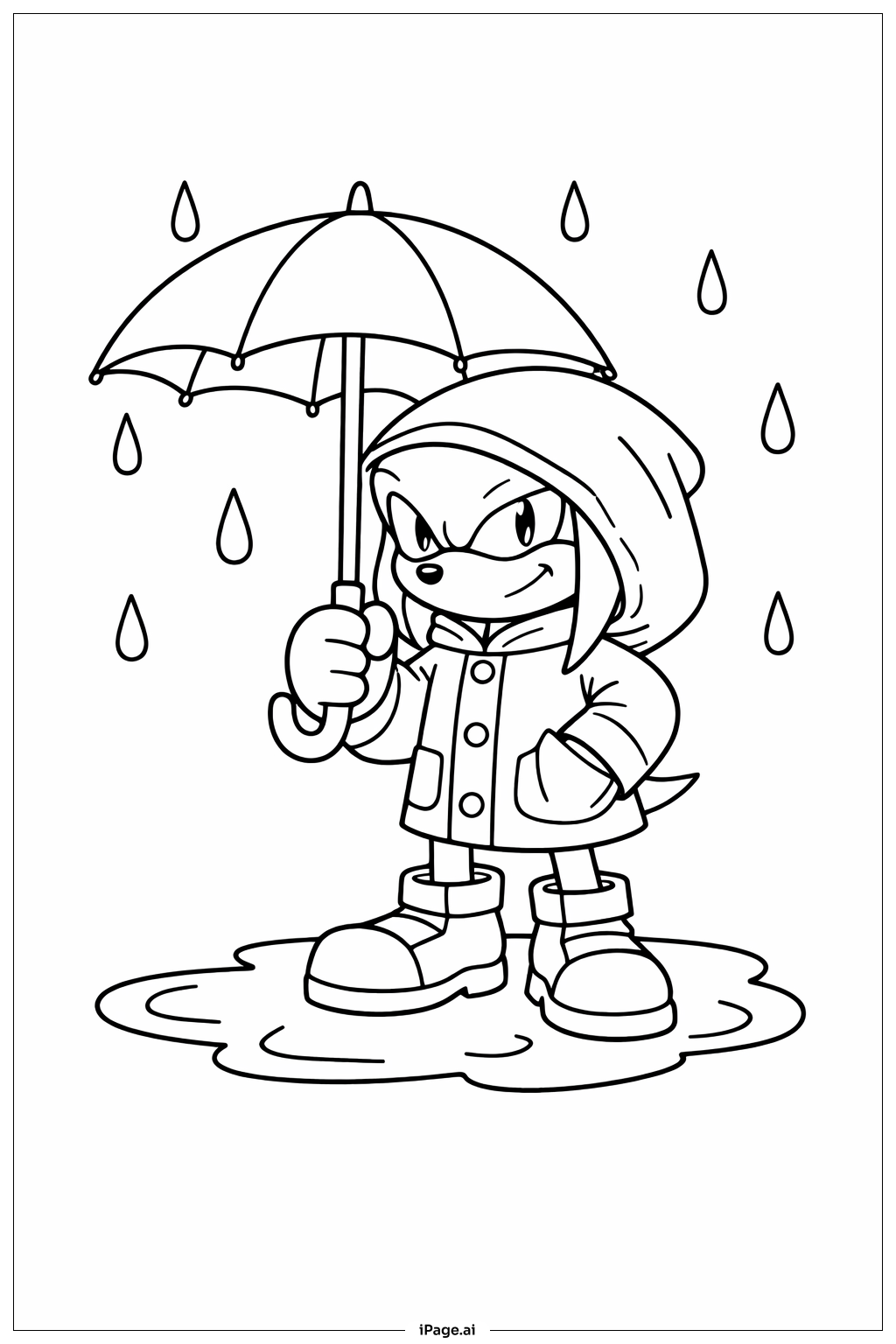 우비를 입은 너클즈 색칠공부 페이지