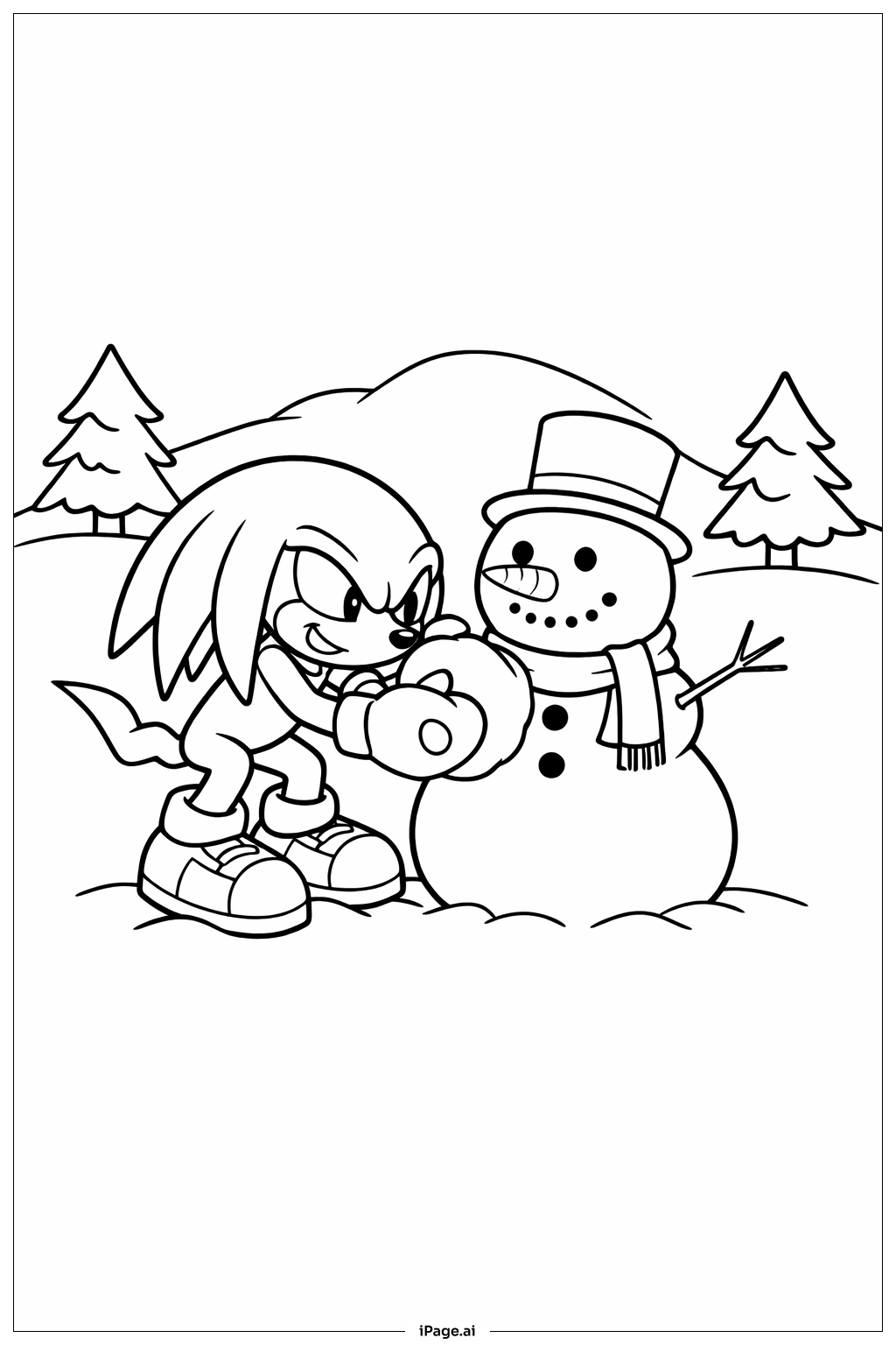 너클즈가 눈사람 만들기 색칠공부 페이지