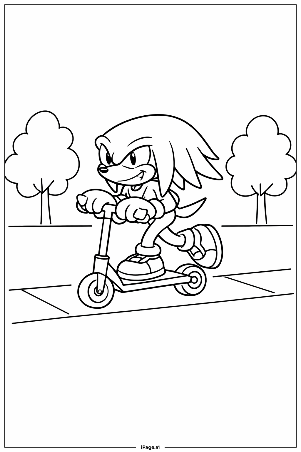 스쿠터 타는 너클즈 색칠공부 페이지