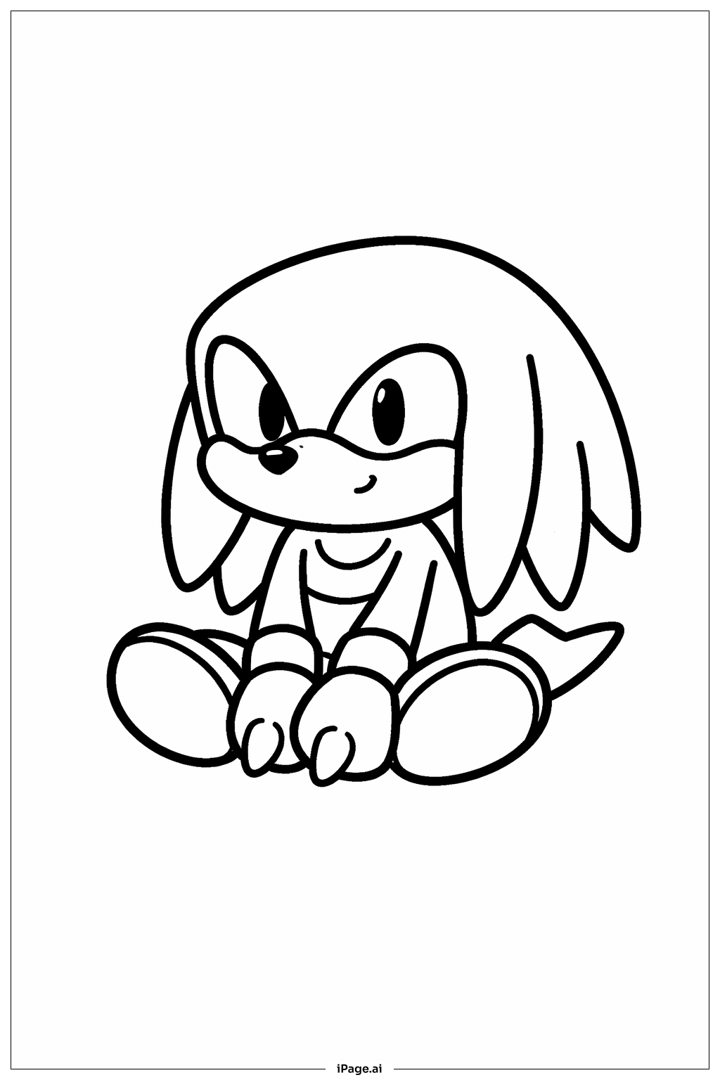 조용히 앉아있는 너클즈 색칠공부 페이지