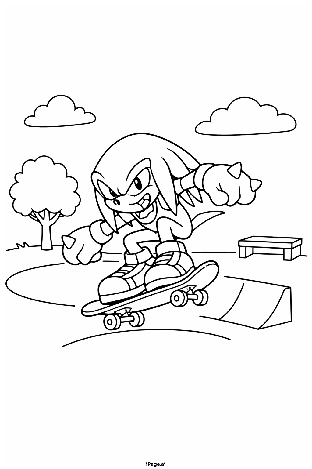 너클즈 스케이트보드 라이딩 색칠공부 페이지