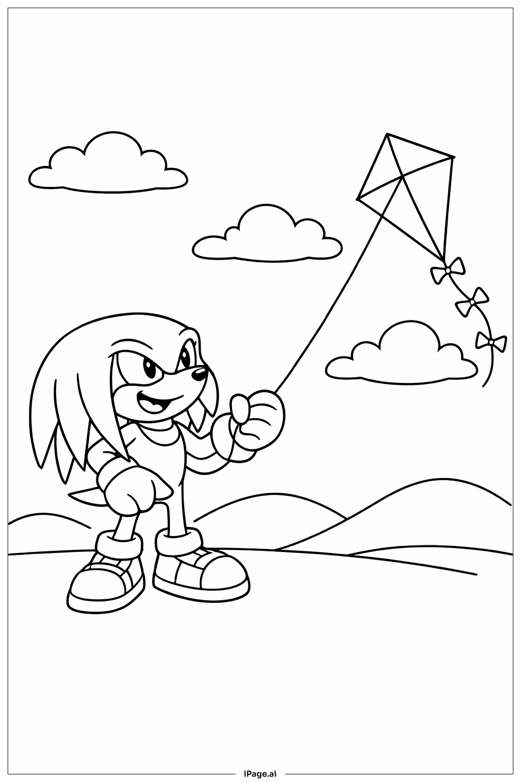 연 날리는 너클스 색칠공부 페이지