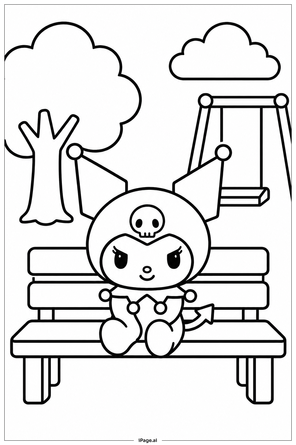 Trang tô màu Kuromi Ở Công Viên