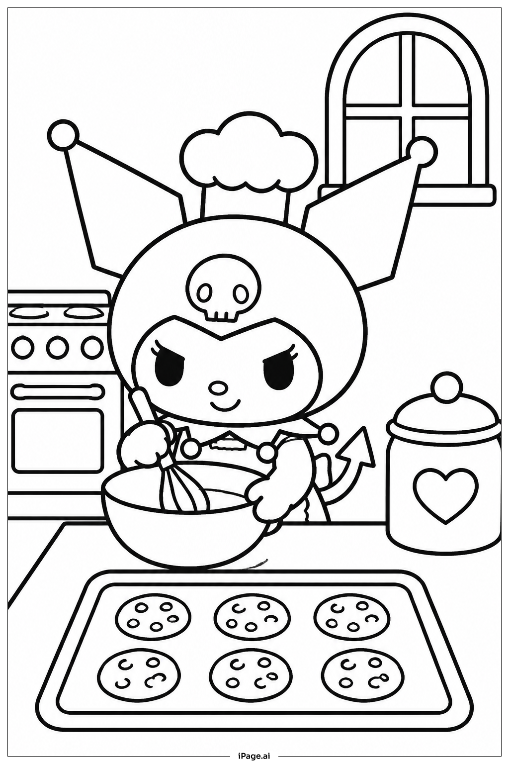 Trang tô màu Kuromi Baking Cookies