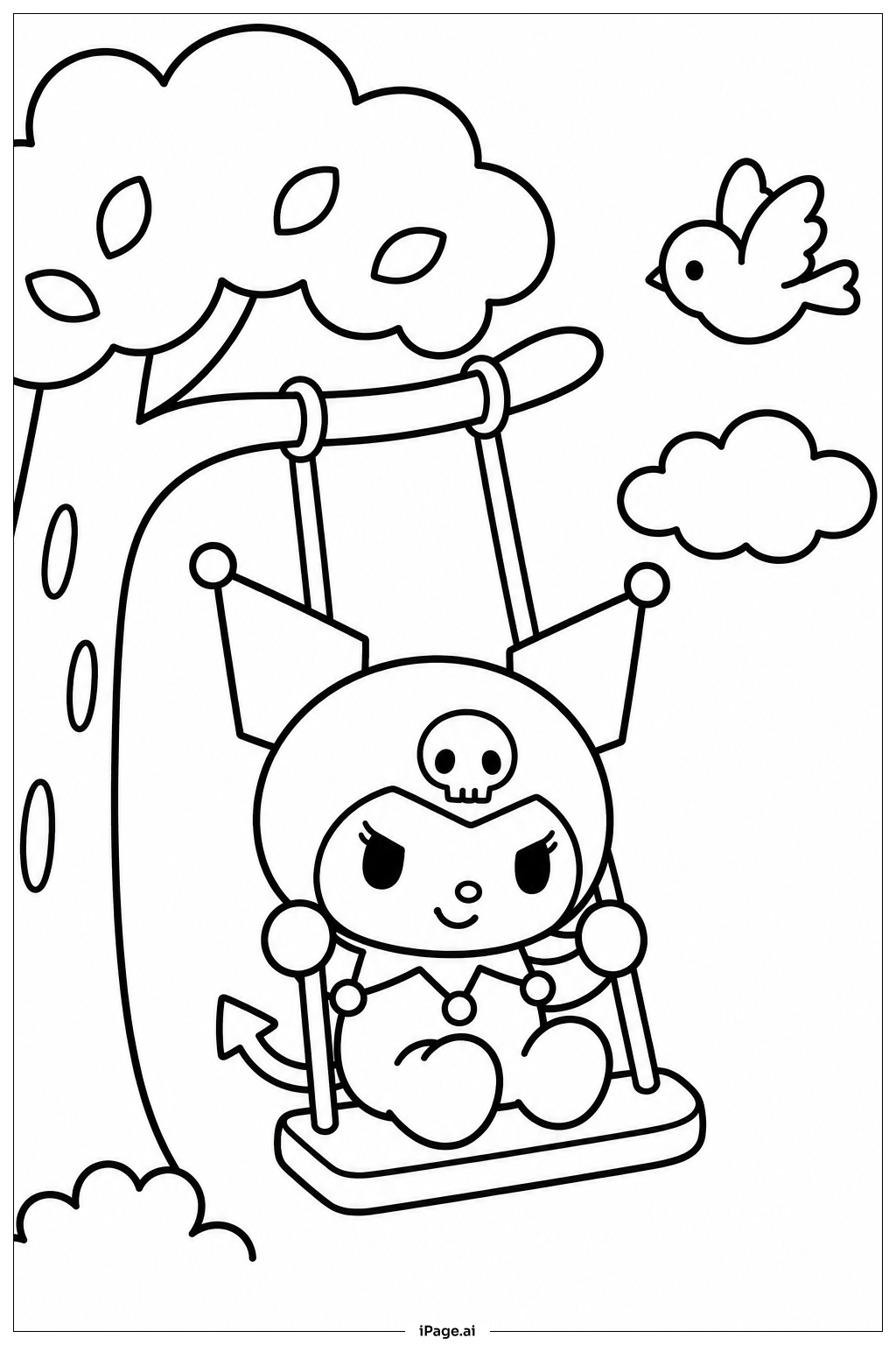 Página para colorir de Kuromi No Balanço