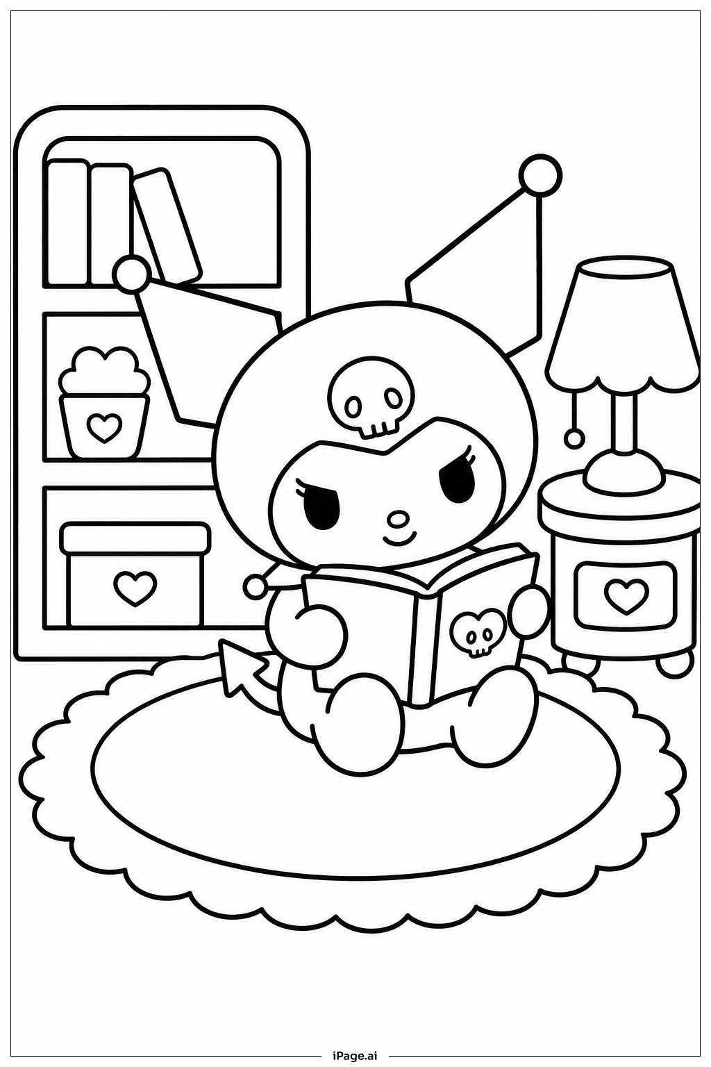 Kuromi Reading Book著色頁