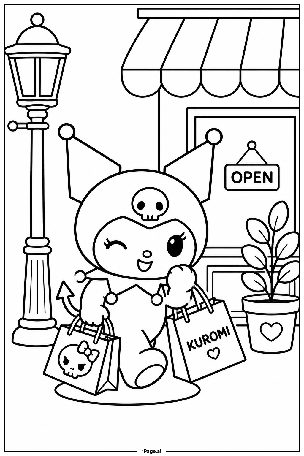 Trang tô màu Kuromi Shopping