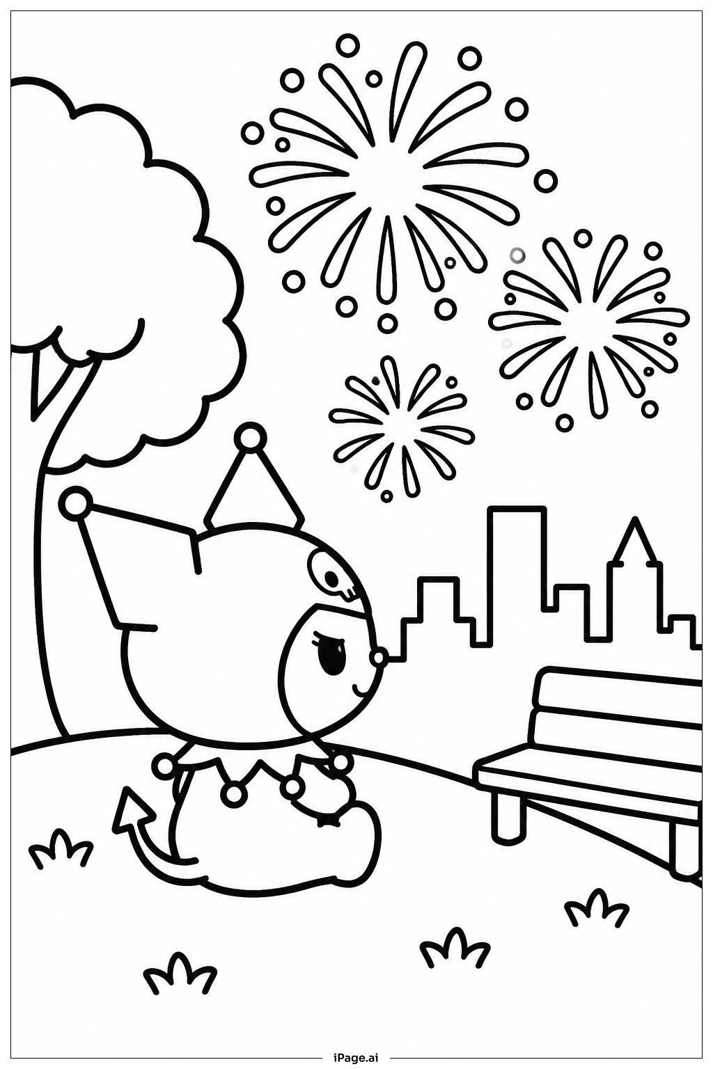  Trang tô màu Kuromi Xem Pháo Hoa 
