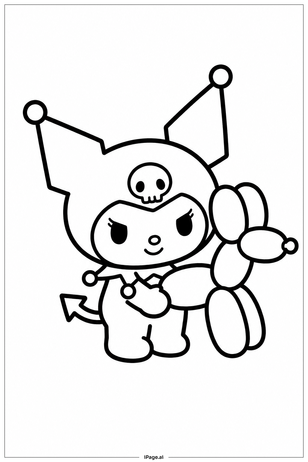Kuromi With Balloon Animal Ausmalseite