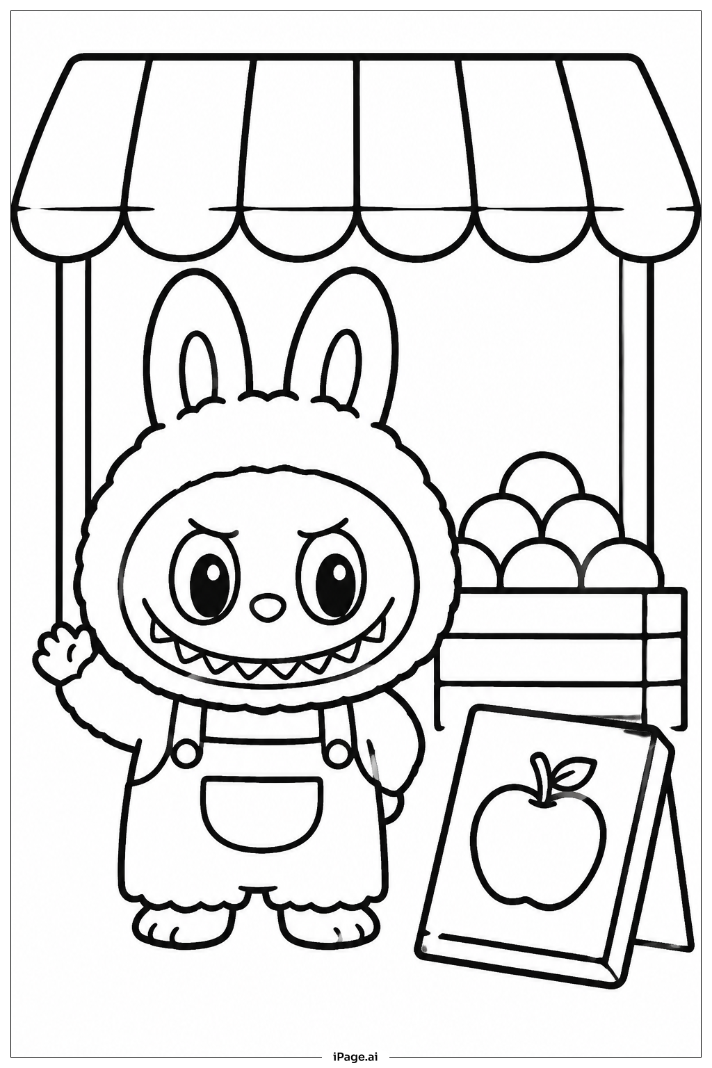  Labubu At Market Stall Coloring Page 