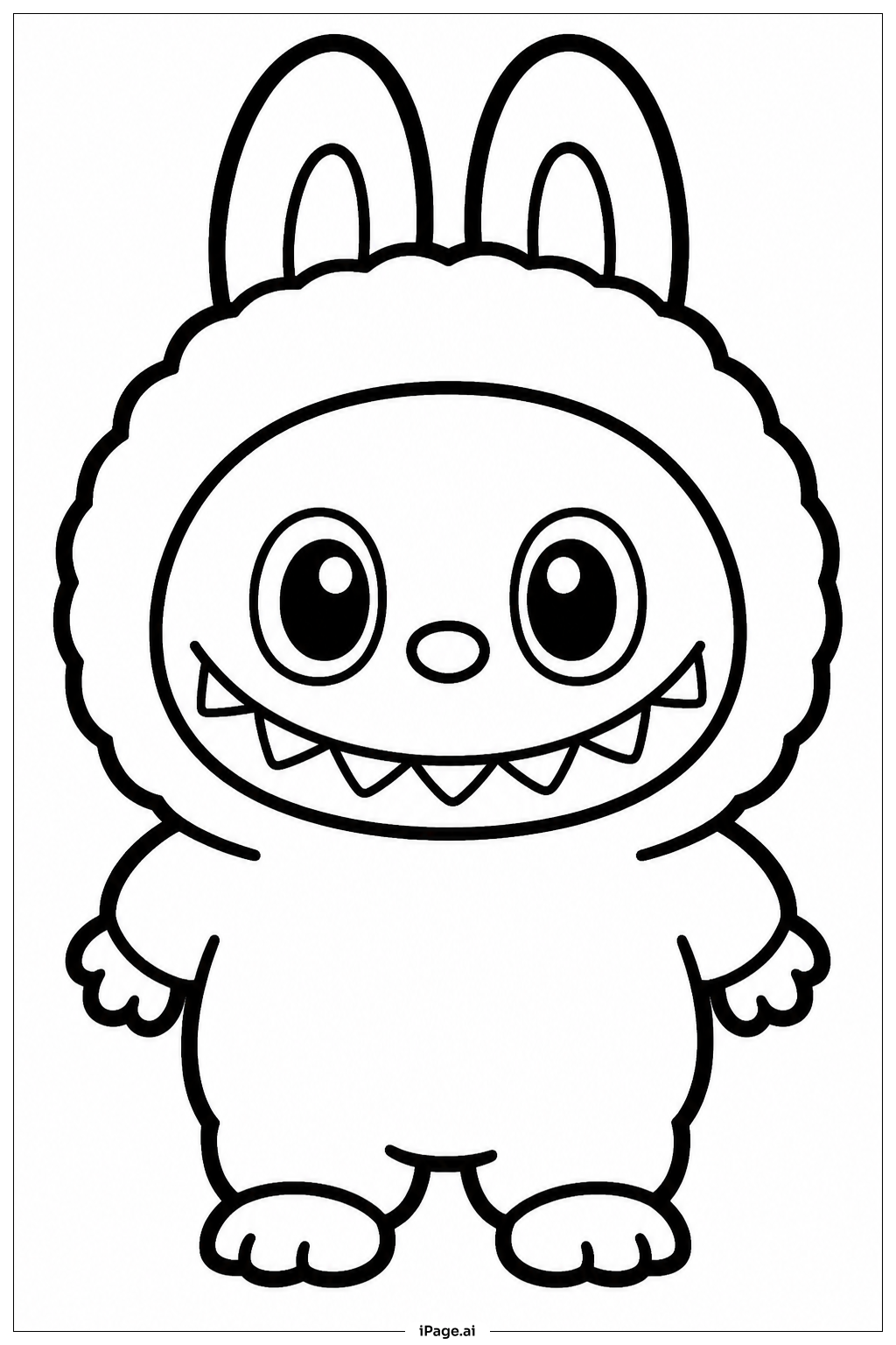  Labubuビッグスマイルの塗り絵ページ 