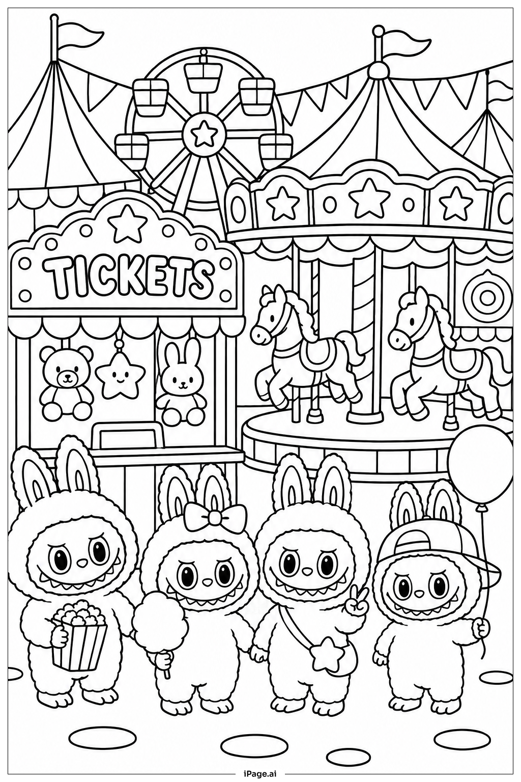  Page de coloriage Labubu Carnival Extravaganza 