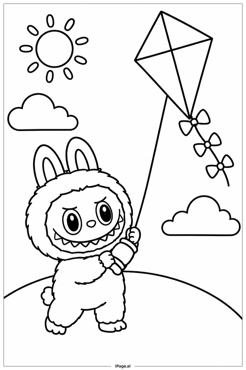  Página para colorir de Labubu Flying Kite 