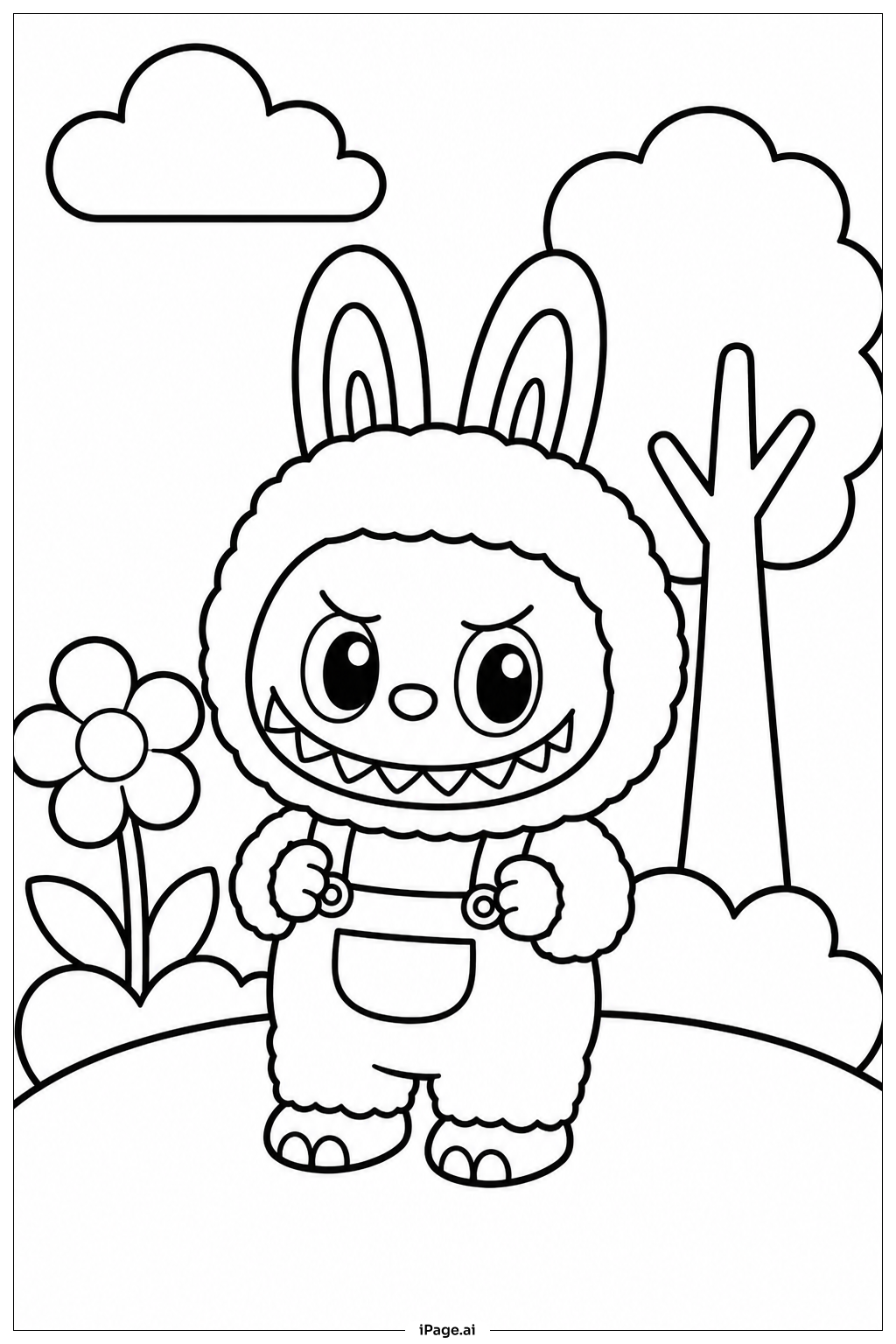  Labubu In Gardenの塗り絵ページ 