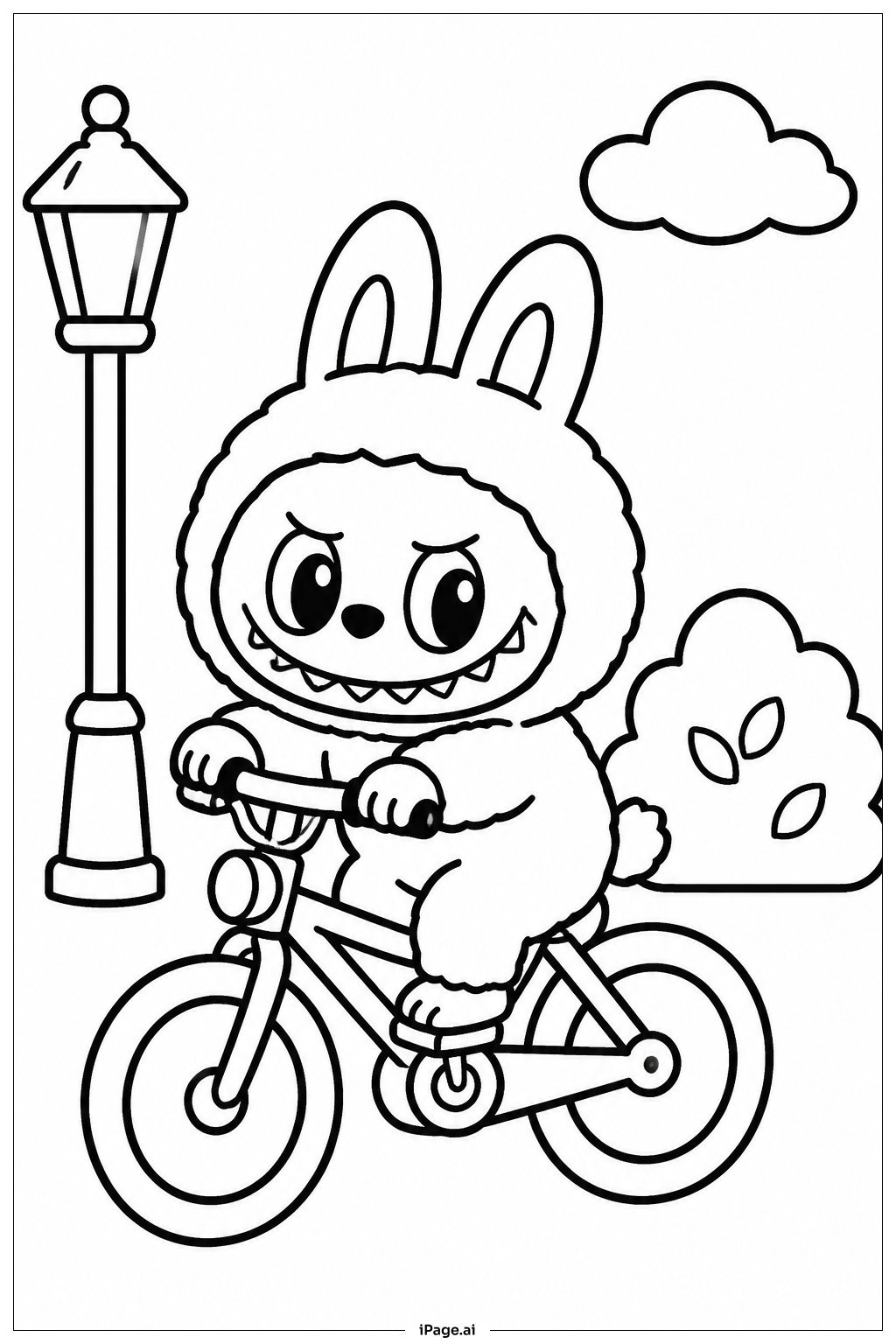  Labubu Riding Bicycle Ausmalseite 