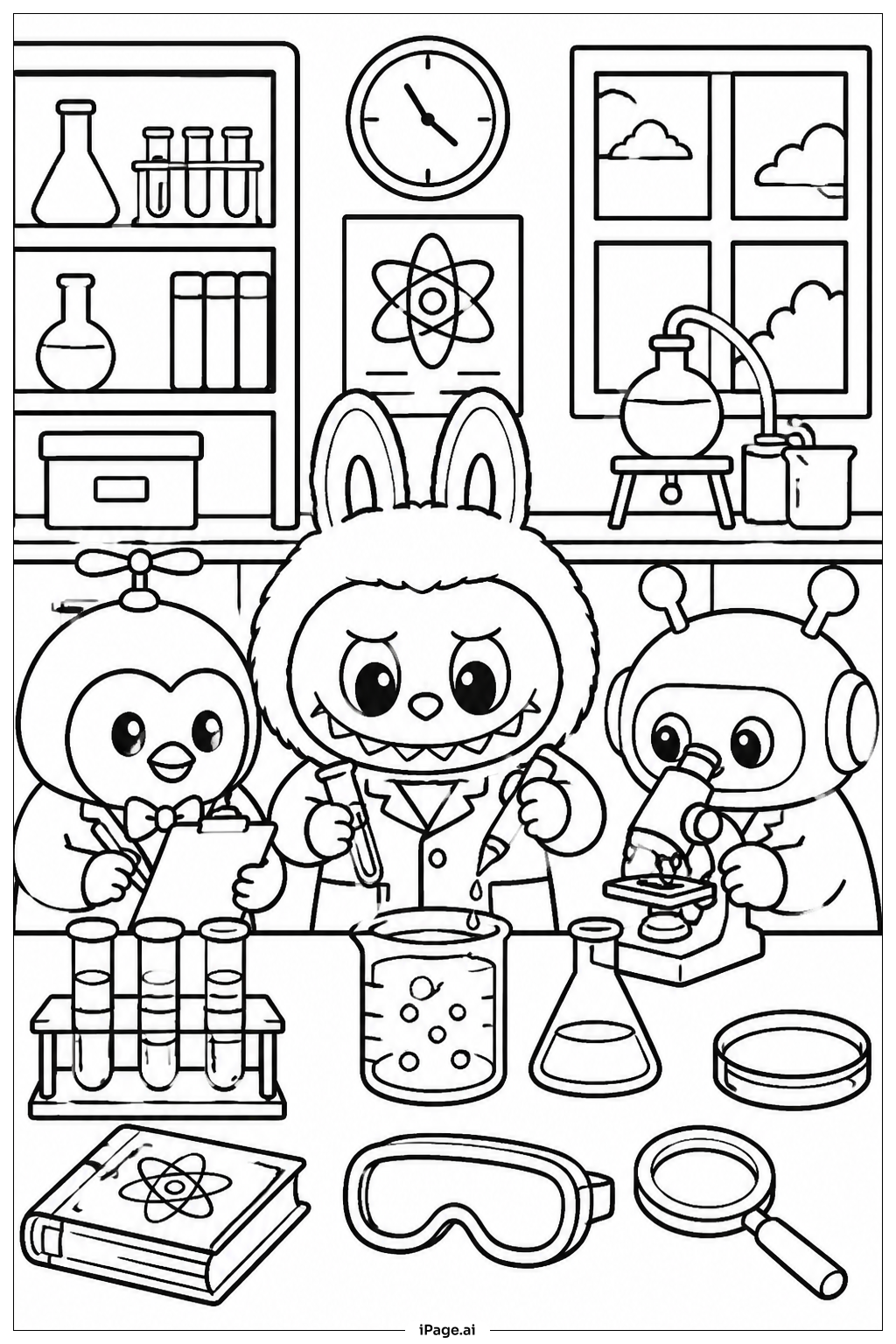  Labubu Science Lab Workshop Coloring Page 