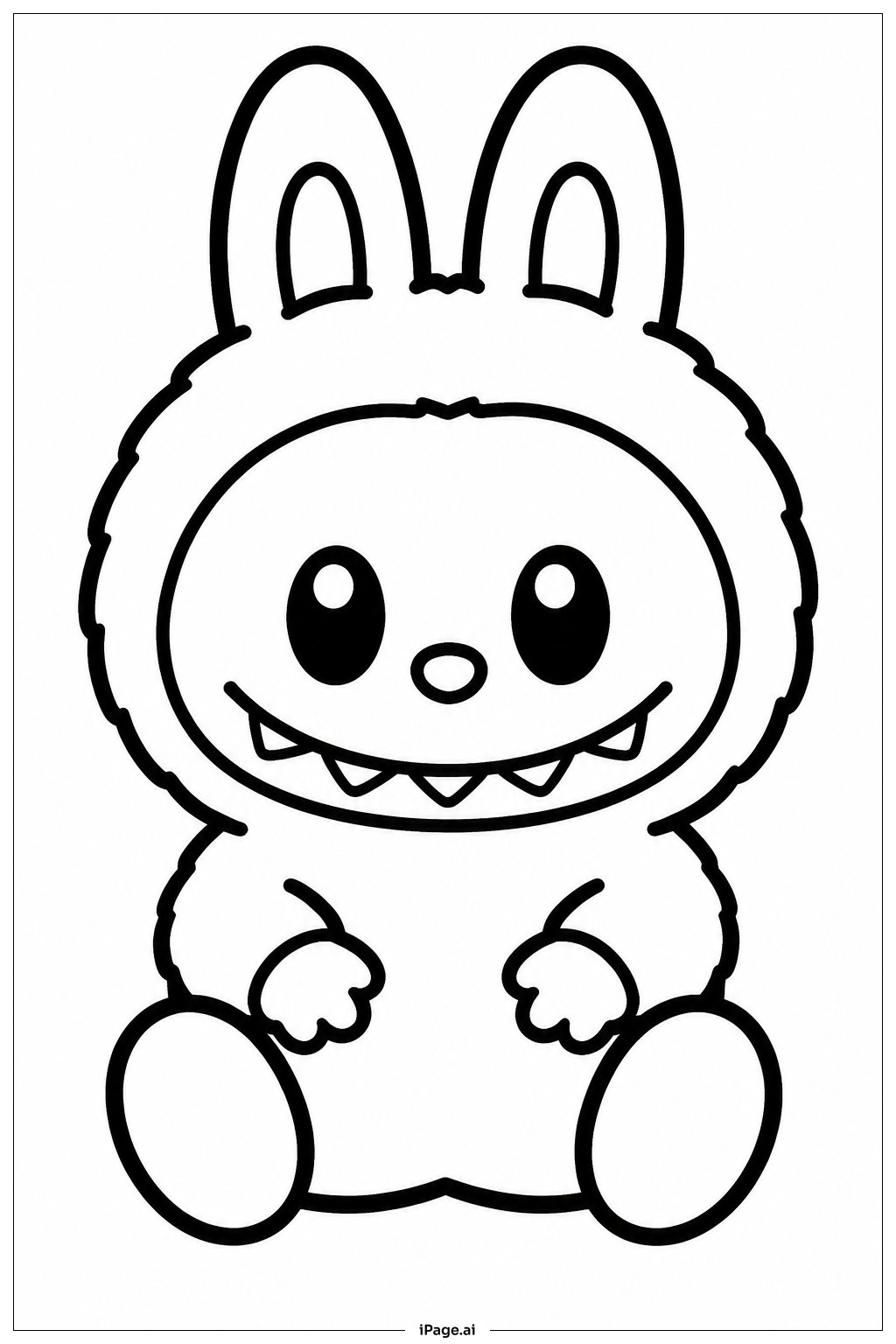  ラブブひとりすわりの塗り絵ページ 