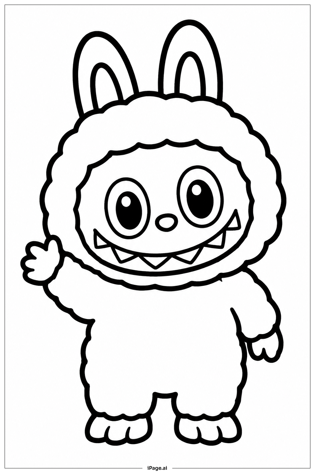 Labubu スマイリング ウェーブの塗り絵ページ 