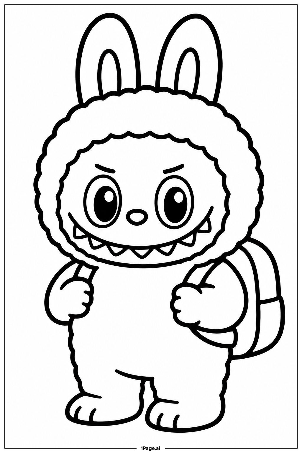  Labubu Tiny Backpackの塗り絵ページ 