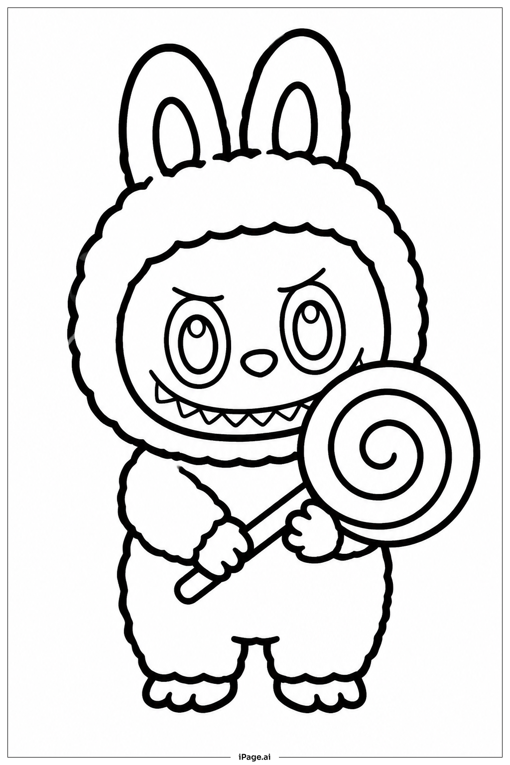  Labubu With Lollipopの塗り絵ページ 