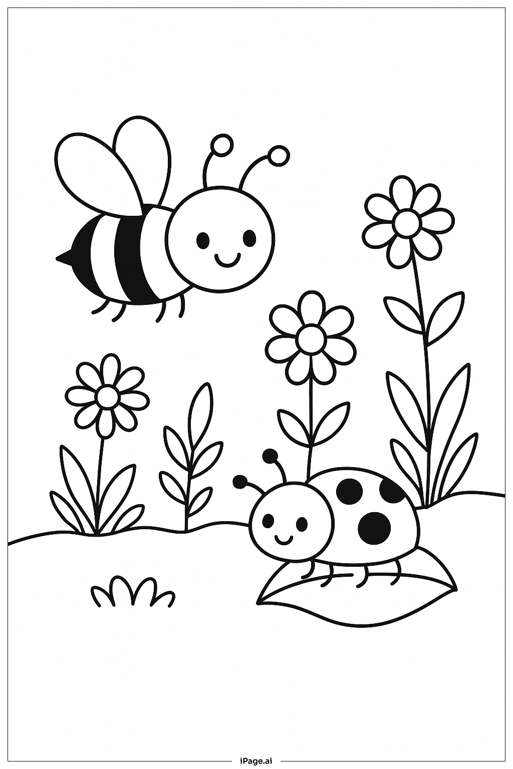 Ladybug And Bee Coloring Page