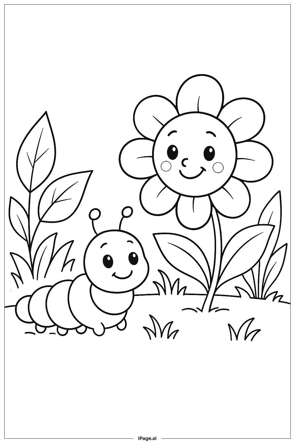  瓢虫和毛毛虫填色页 