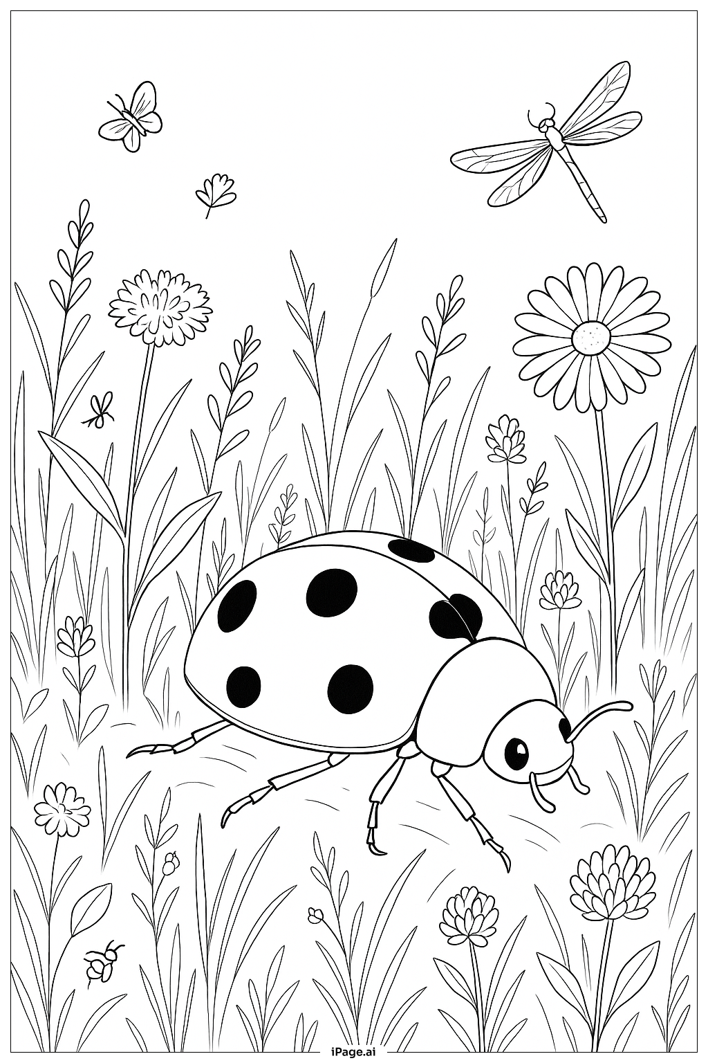  Trang tô màu Bọ Rùa Khám Phá Đồng Cỏ Với Côn Trùng 
