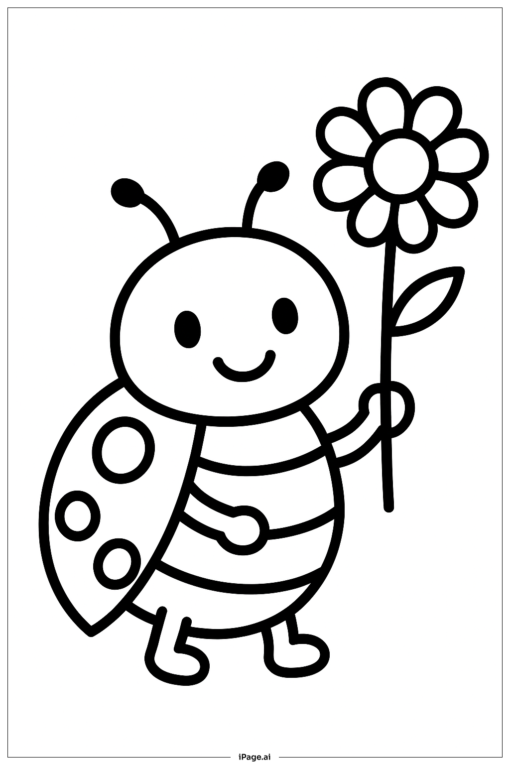  꽃을 들고 있는 무당벌레 색칠공부 페이지 