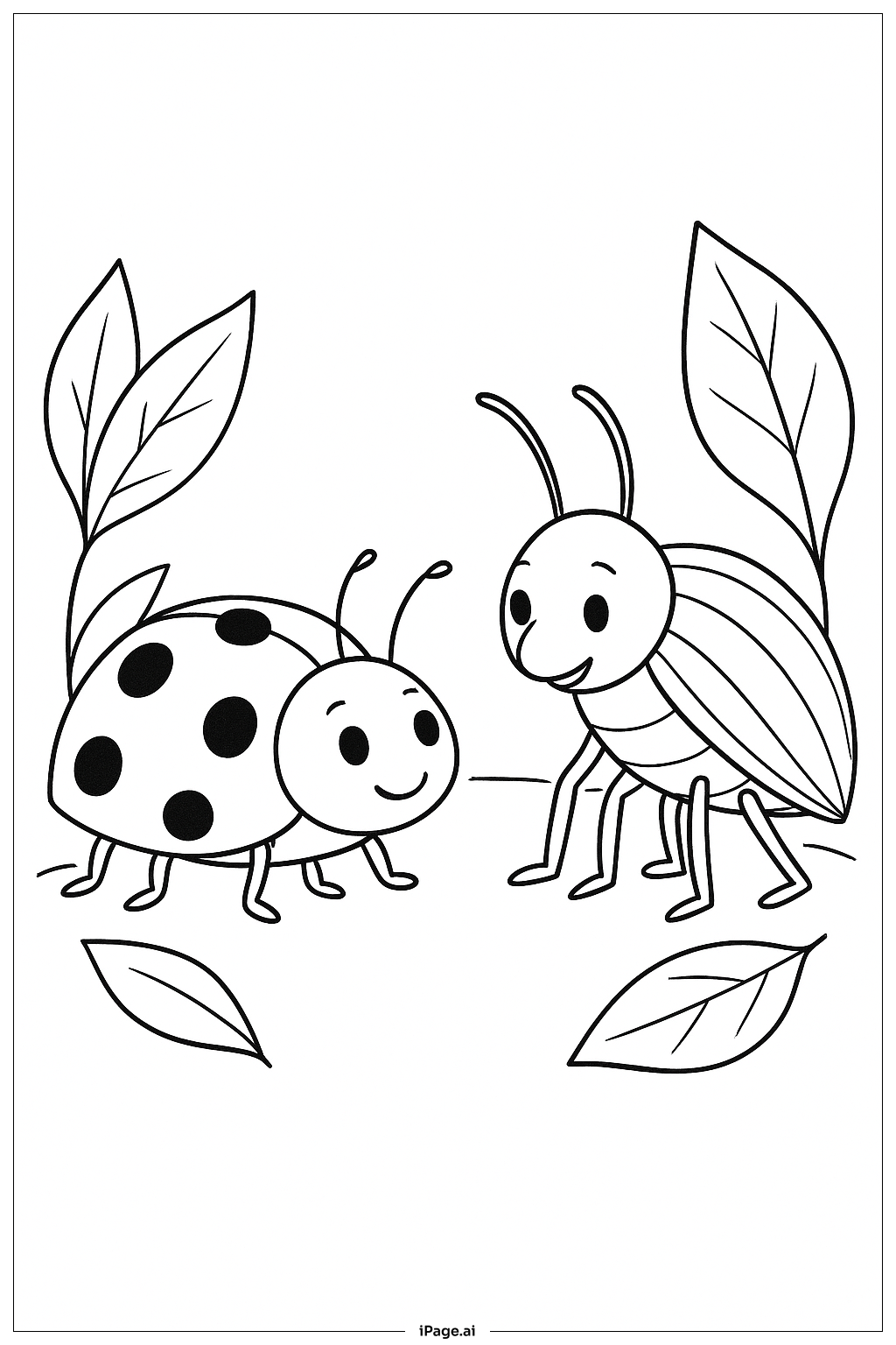  瓢虫遇见甲虫填色页 