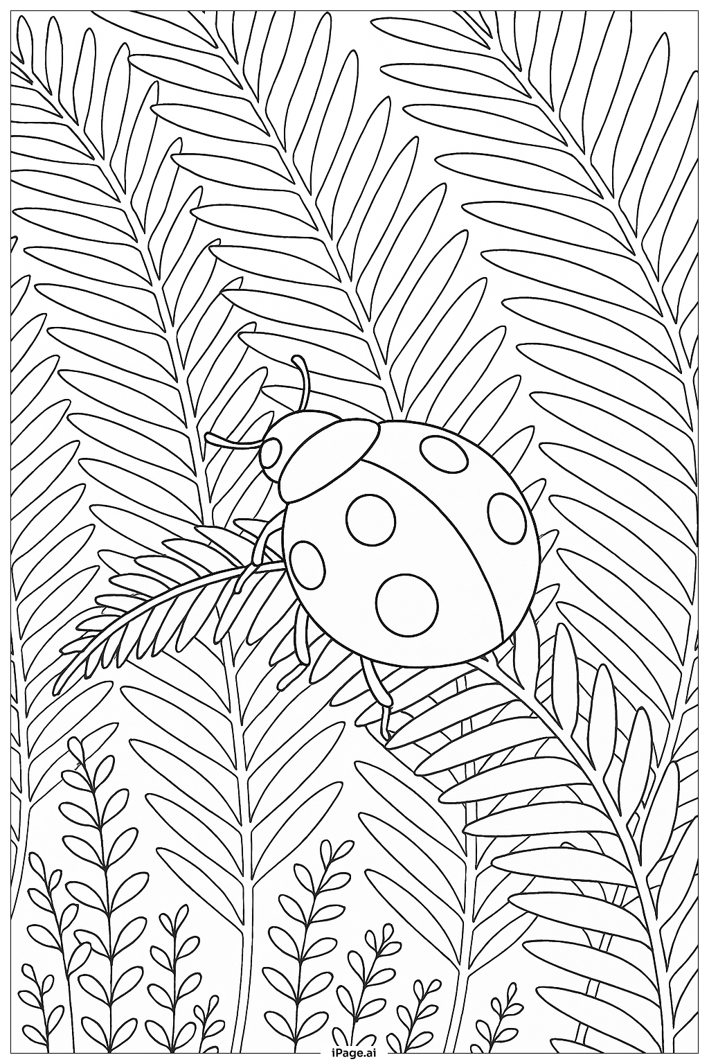  Trang tô màu Bọ Rùa Trên Lá Dương Xỉ Với Các Cây Lớp 