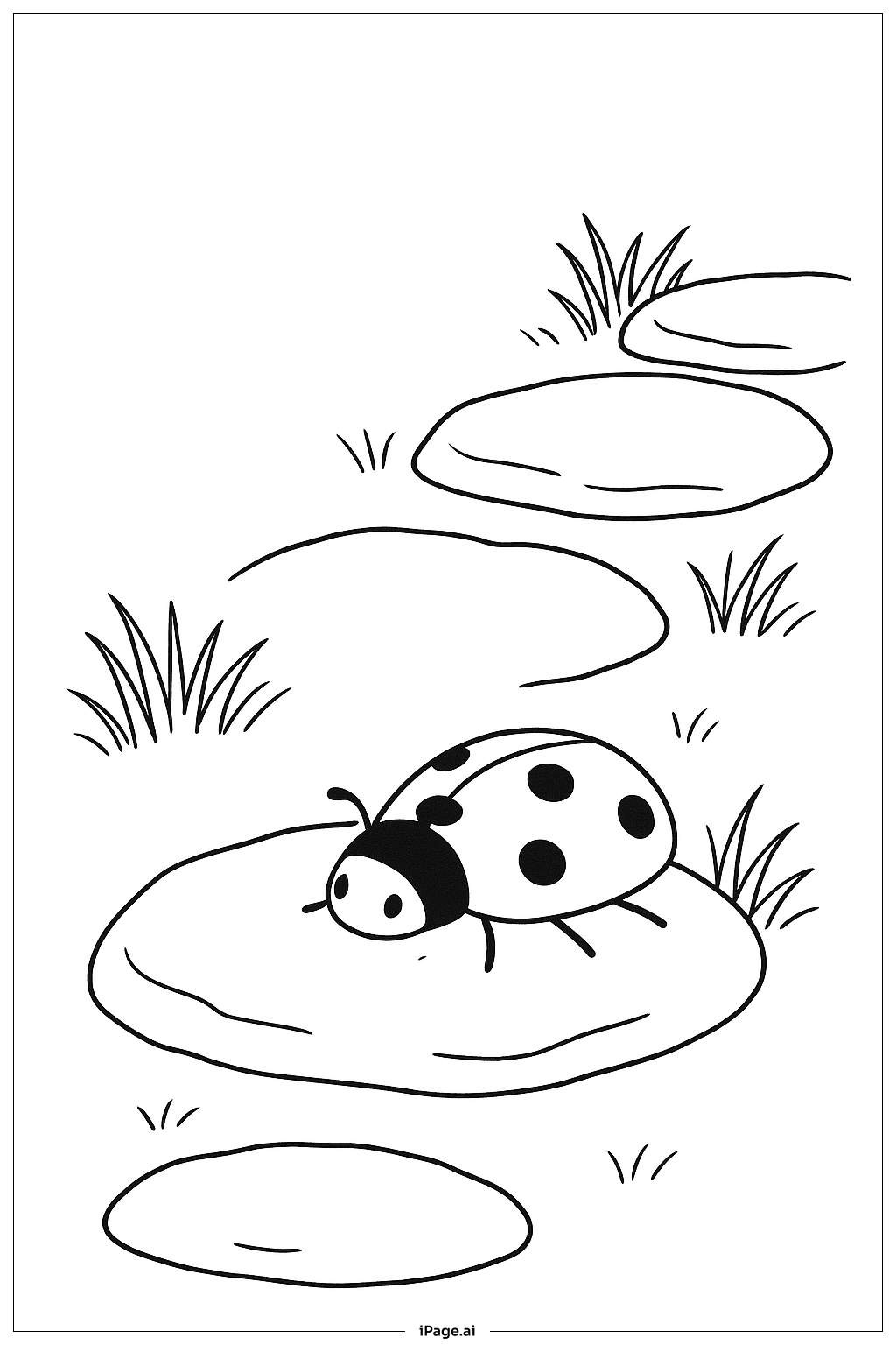  Marienkäfer auf einem Gartenweg Ausmalseite 