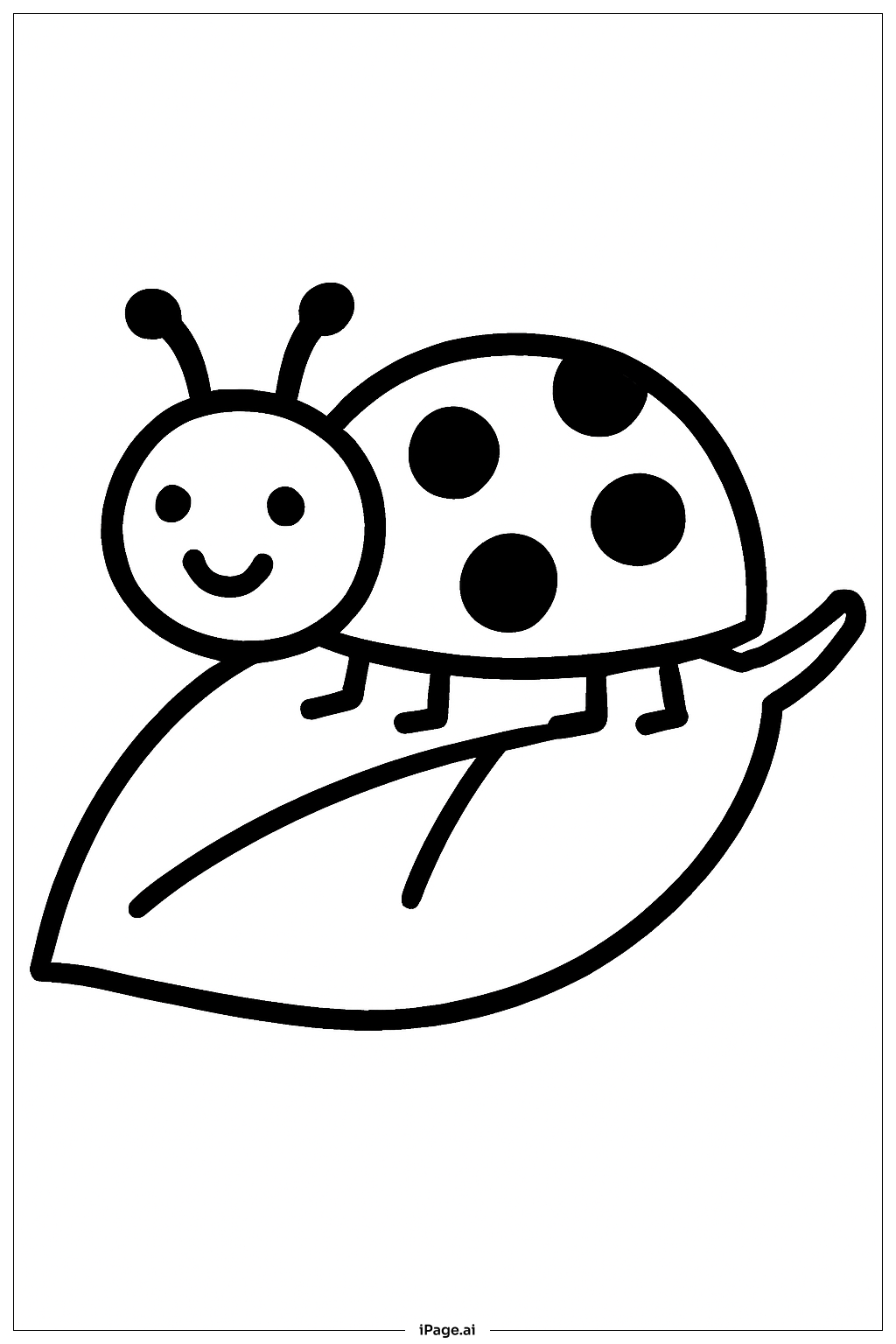  잎 위의 무당벌레 색칠공부 페이지 