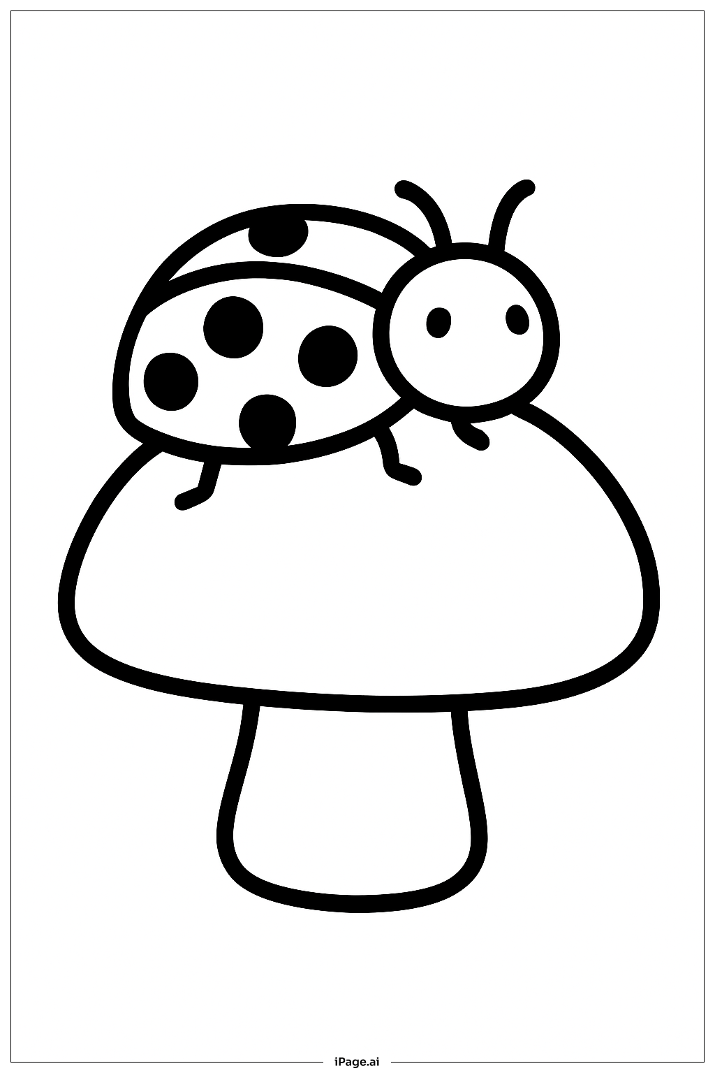  버섯 위의 무당벌레 색칠공부 페이지 