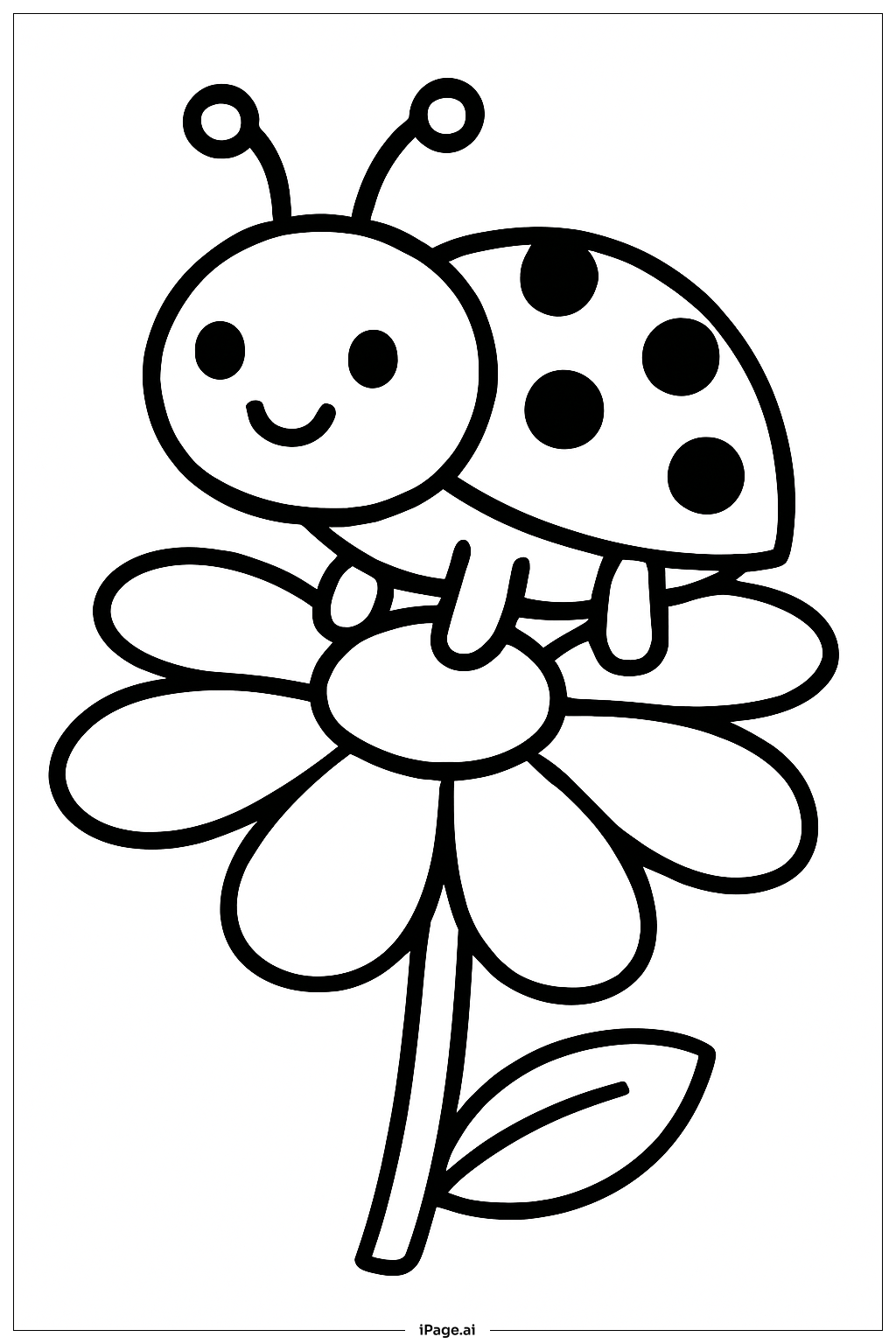  花瓣上的瓢虫填色页 